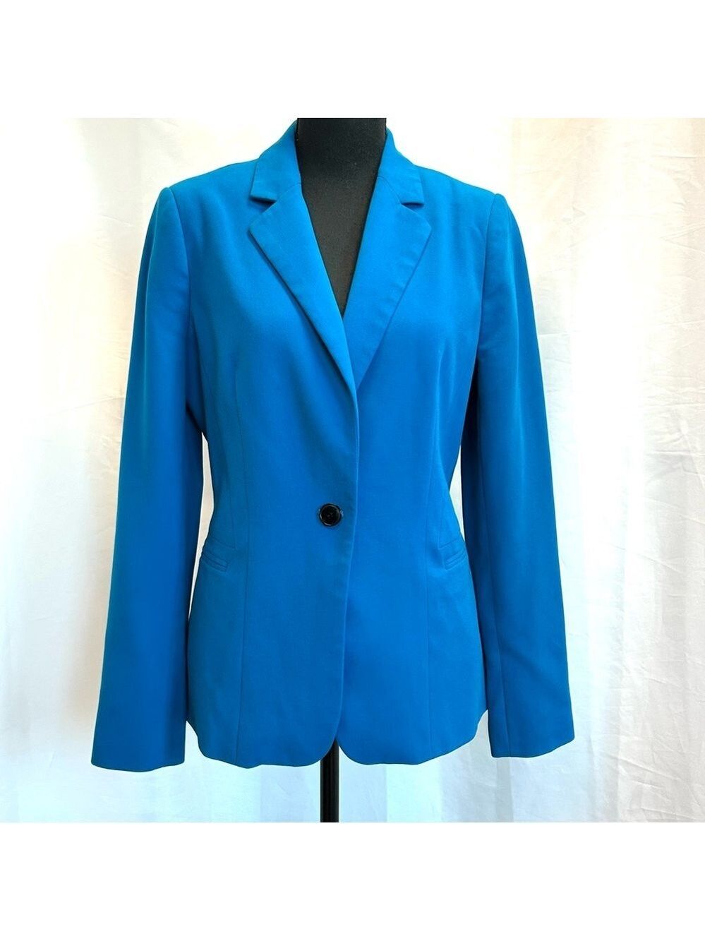 Le Chateau bright blue single breasted tailored cinched stretchy blazer jacket M - Picture 2 of 12